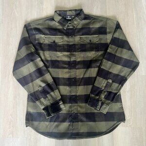 NWT Burnside Mens Flannel Green/Black Plaid Shirt Sz XL Rustic Outdoors Western
